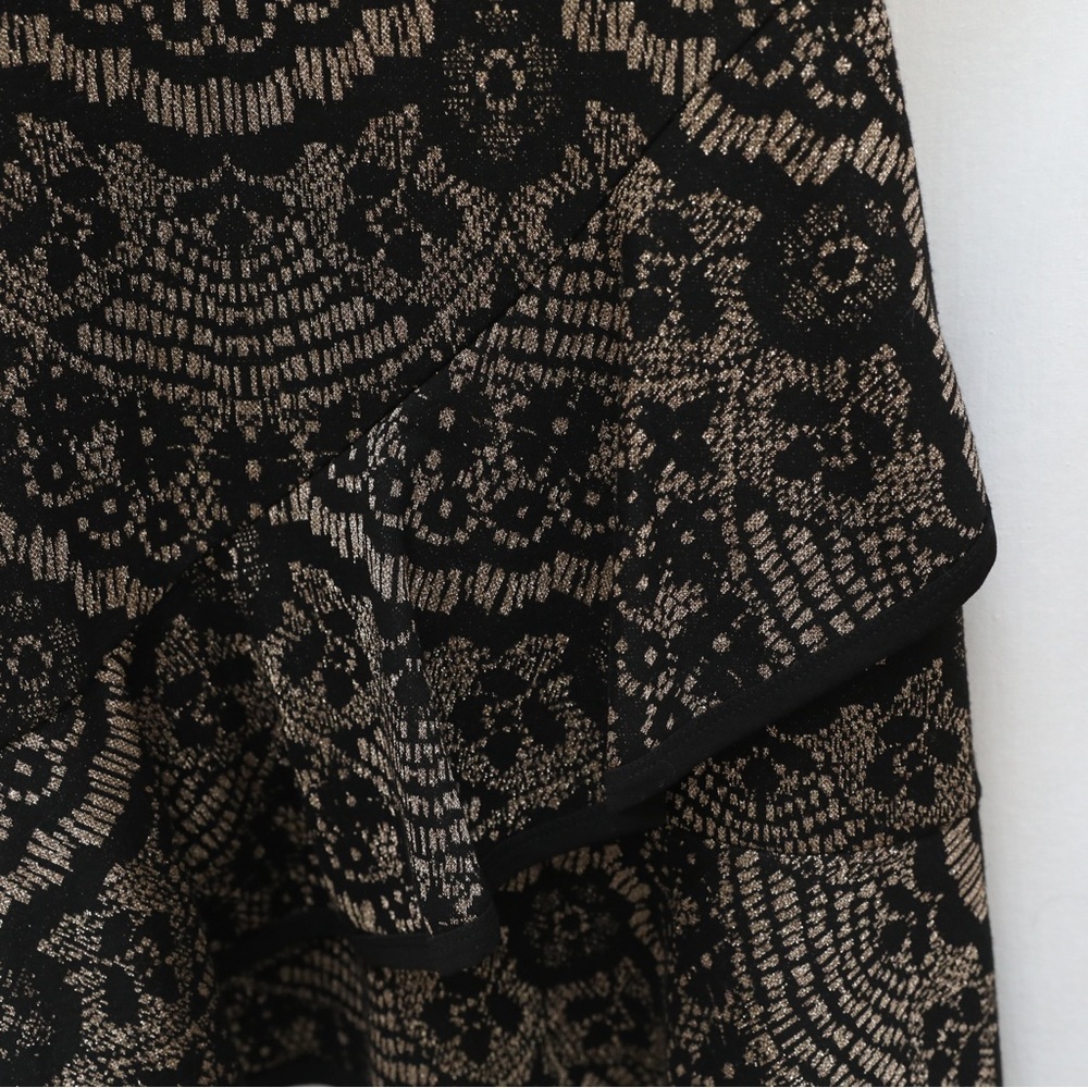 Tommy Hilfiger dress black gold knit ruffle metallic cocktail quiet luxury 10 - Picture 6 of 8